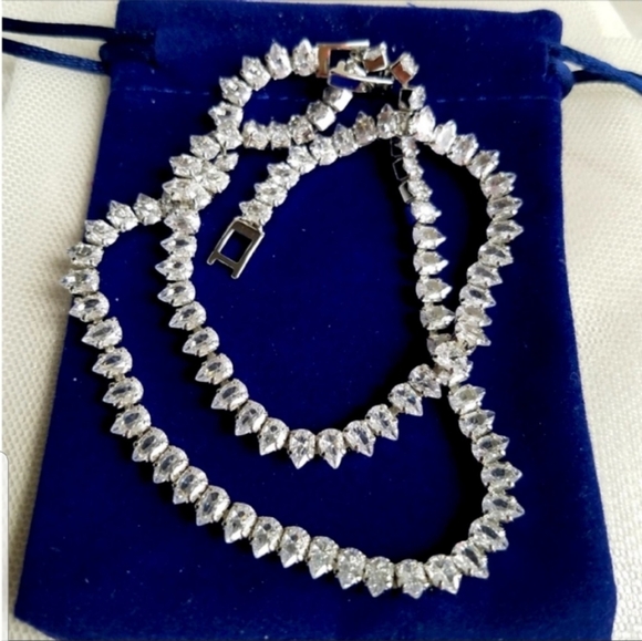 Swarovski Jewelry - Swarovski Elements White Gold Plated Teardrop Tennis Necklace NEW